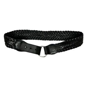 VINCE Black Woven Leather Adjustable Belt 2” Wide